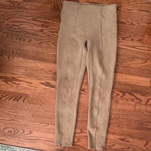 Spanx Suede Tan High-Waisted Leggings